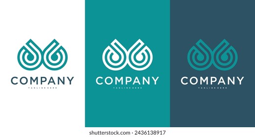 Diseño de logotipo de ojo de búho con forma de gota de agua. Vector Premium