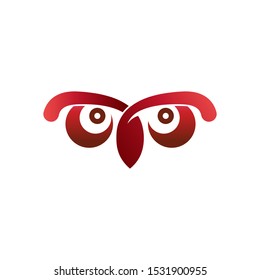 Owl eye logo vector illustration combined with masculine red gradient color