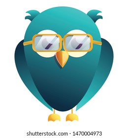 Owl with eyeglasses icon. Cartoon of owl with eyeglasses vector icon for web design isolated on white background