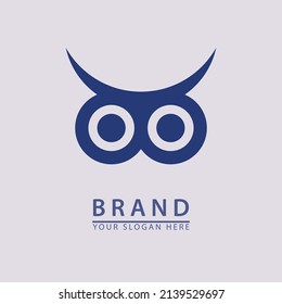 owl eyes blue logo icon. simple flat vector illustration.
