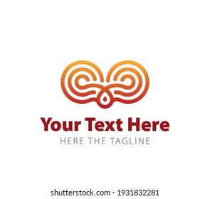 Owl eyes. Constructed of three parallel orange lines. Maze or labyrinth
