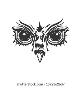 Owl eyes isolated on white.Vector illustration.