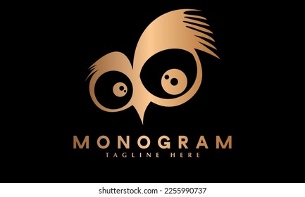 Owl eyes logo abstract monogram icon template
