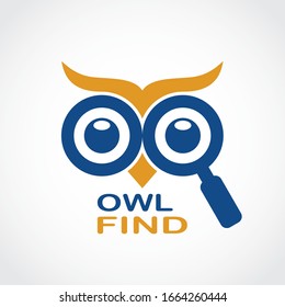 owl eyes with mangnifying glass color icon