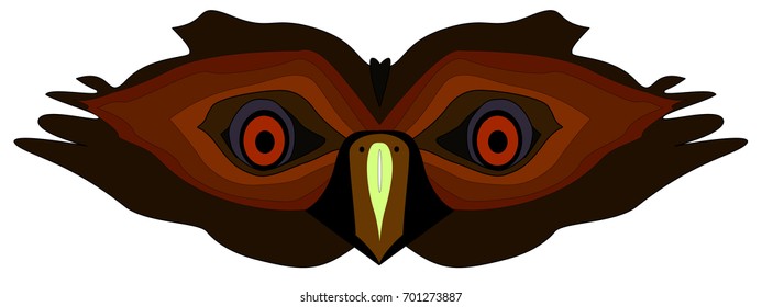 Owl eyes on white background