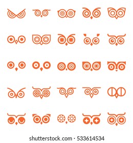 Owl Eyes. Unique Vector Elements For Design.Big Set Of Elements