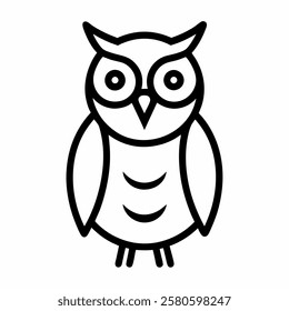 owl face animal line art vector icon with white background