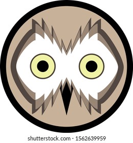 owl face in the beige circle