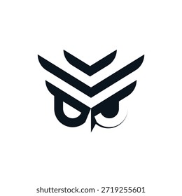 Cara de búho con ojos grandes y Vector de logotipo de cresta