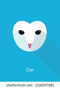 Owl face, cute flat portrait icon, vector illustration