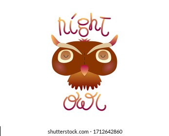 Diseño de cara de búho sobre fondo blanco. Logo de pájaro. Animal salvaje. Ilustración vectorial en capas fácil de editar. Bala de caricatura en diseño plano para tarjetas de felicitación, invitación y logotipo. Letras de búho nocturno