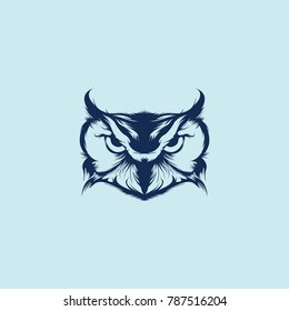 Owl face head icon vector logo, owl silhouette symbol logo, owl tattoo design