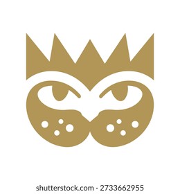 Owl face icon with crown on vector graphic element