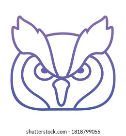 owl face icon over white background, gradient style, vector illustration