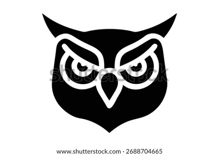 Owl Face Icon – Wisdom Bird Symbol Silhouette Design