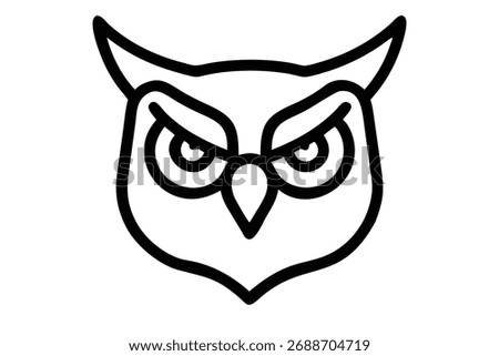 Owl Face Icon – Wisdom Bird Symbol line-art Design