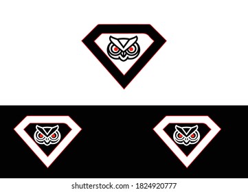 Plantilla de vectores de diseño de logotipo o imagen de cara de búho