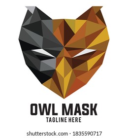 Logo de la cara de búho en estilo bajo, bueno para el logotipo del servicio empresarial del sistema de seguridad