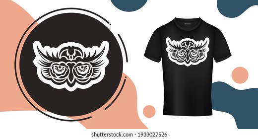 Owl face print. Polynesia and Maori patterns. Good for t-shirts, cups, phone cases and more. Vector illustration.