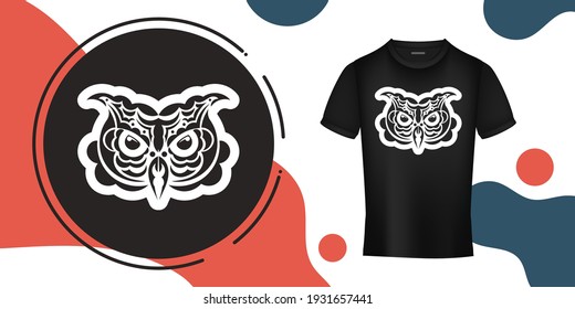 Owl face print. Samoa and Hawaii patterns. Good for t-shirts, cups, phone cases and more. Vector 