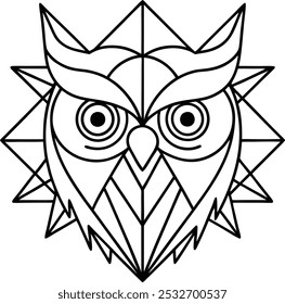 Owl Face Surrounded by Thick Geometric Patterns | Intricate Animal Art Design

