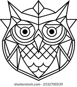 Owl Face Surrounded by Thick Geometric Patterns | Intricate Animal Art Design

