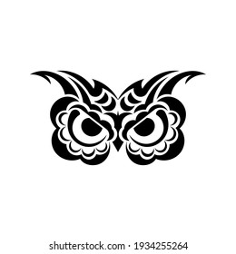 Owl face tattoo. Owl from patterns. Vector illustration.