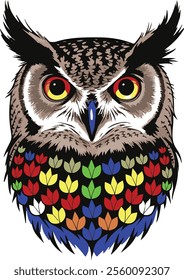 owl face vector art illustration