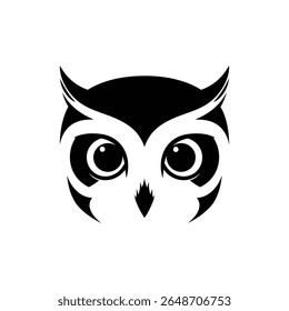 Owl Face with Wide Eyes Bird Wildlife Silhouette Icon