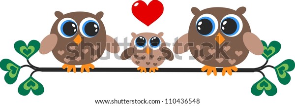 Download Owl Family Stock Vector (Royalty Free) 110436548