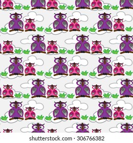 Owl family backgrounds pattern seamless