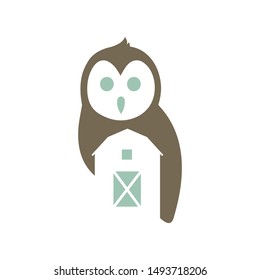 owl and Farm barn Logo design inspiration vector illustrations