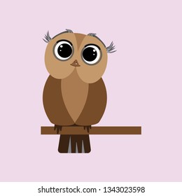 Owl field-buckthorn adorable bird character vector illustration.