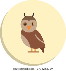 Icono de estilo de círculo plano de búho