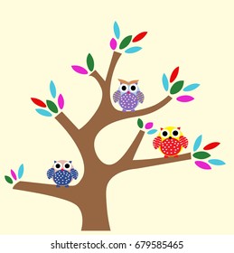 Owl Flat Design for Wallpaper, graphic book and kids shirt