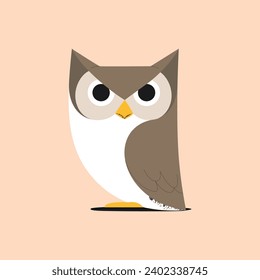 Owl flat icon. Cute cartoon character. Vector illustration.