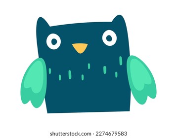 Owl flat icon Cute exotic bird. Vector illustration