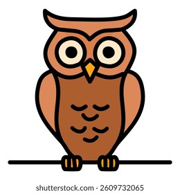 Owl flat icon isolated on white background. Bird vector illustration.
