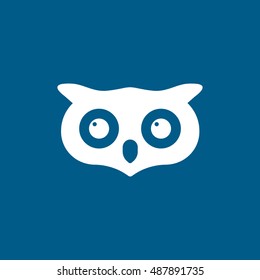 Owl Flat Icon On Blue Background
