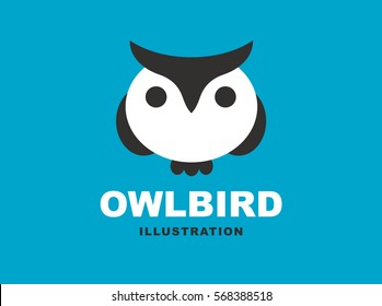 Owl flat logo - vector illustration, emblem design.