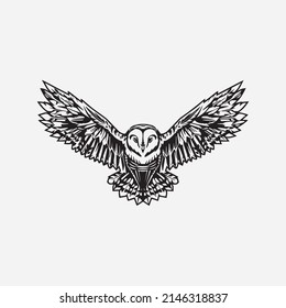 Owl  flat and outline vector collection. Set of outline owls and emblems design elements for schools, educational signs. Unique illustration for design.