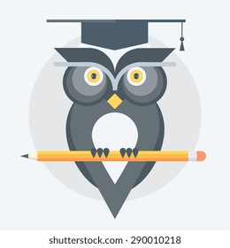 Owl, flat style colorful, vector icon for info graphics, websites, mobile and print media.