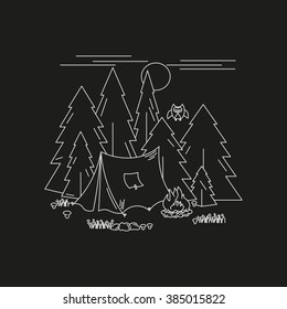 an owl in flight over the forest, vector illustration