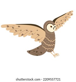 Owl in flight. Vector element isolated on white background