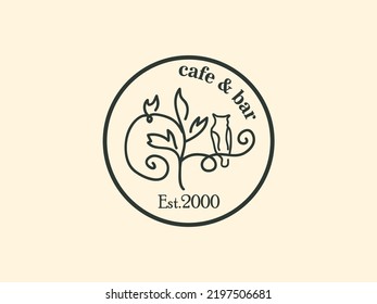Owl Floral Logo For Cafe, Restaurant, Shop, Print, Stamp. Logo Design Template Label