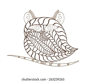owl florals hand drawn