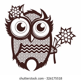 owl with flower