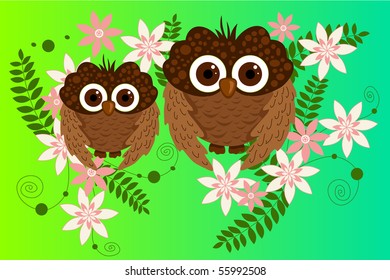 owl and flower