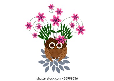 owl and flower