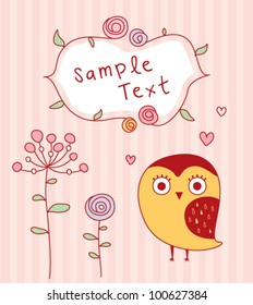 owl flower garden card